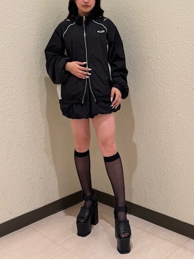 「セットアップコーデ」｜「アイテム（ブルゾン）」を使った、荒尾杏菜さん（レディース・148cm）の冬コーディネート