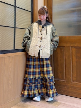 「アイテム（MA-1）」を使った、ひまさん（レディース・153cm）の秋コーディネート
