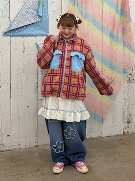 「アイテム（ジャケット/アウター、オレンジ系）」を使った、ひまさん（レディース・153cm）の秋コーディネート