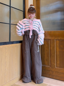 「アイテム（サロペット/オーバーオール、ブラウン系）」を使った、ひまさん（レディース・153cm）の秋コーディネート