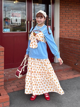 「アイテム（ワンピース/ドレス、オレンジ系）」を使った、ひまさん（レディース・153cm）の夏コーディネート