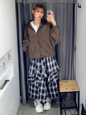 「PBLIM（ページボーイリム）の《UNISEX》ソフトスウェードブルゾン（ブルゾン）」を使った、hIkarIさん（レディース・168cm）の秋コーディネート