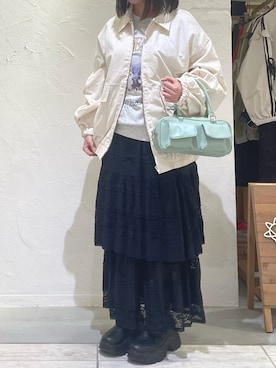 「ehka sopo（エヘカソポ）のアイテム（ブルゾン）」を使った、asuさん（レディース・151cm）の冬コーディネート