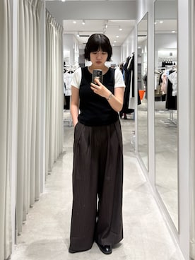 「SENSE OF PLACE by URBAN RESEARCH(センスオブプレイスバイアーバンリサーチ)の2WAYヘンリータンクトップ(タンクトップ、ブラック系)」を使った、manaさん(レディース・159cm)の夏コーディネート