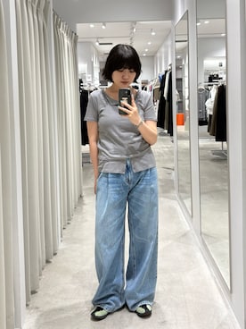 「SENSE OF PLACE by URBAN RESEARCH(センスオブプレイスバイアーバンリサーチ)の『別注』Healthknit×SENSE OF PLACE セットカーディガン(カーディガン/ボレロ、グレー系)」を使った、manaさん(レディース・159cm)の夏コーディネート