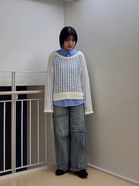 「SENSE OF PLACE by URBAN RESEARCH（センスオブプレイスバイアーバンリサーチ）の『ユニセックス』『イージーケア』コンフォートレギュラーカラーシャツ（シャツ/ブラウス）」を使った、manaさん（レディース・159cm）の冬コーディネート