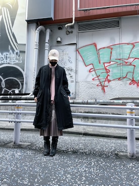 「AVIREX（アヴィレックス）のアイテム（ノーカラーコート）」を使った、tomocoroさん（レディース・166cm）の秋コーディネート