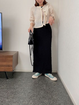 「DHOLIC（ディーホリック）のアイテム（カーディガン/ボレロ）」を使った、massssさん（レディース・152cm）の春コーディネート