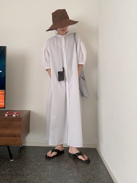 「シャツワンピ」｜「アイテム（財布/小物）」を使った、massssさん（レディース・152cm）の夏コーディネート