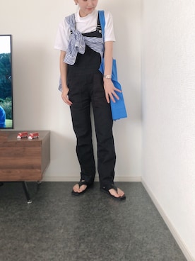 「たすき掛け」｜「アイテム（サロペット/オーバーオール）」を使った、massssさん（レディース・152cm）の夏コーディネート
