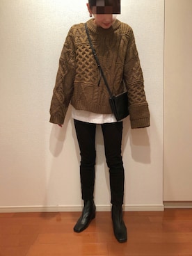 「YANUK（ヤヌーク）の■YANUK   ブラック アンクル スキニー パンツ　PATRICIA (パトリシア) /57171051（デニムパンツ）」を使った、massssさん（レディース・151cm）の秋コーディネート