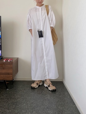 「シャツワンピ」｜「アイテム（財布/小物）」を使った、massssさん（レディース・152cm）の夏コーディネート
