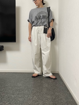 「CAPRICIEUX LE'MAGE（カプリシューレマージュ）の半袖Tシャツ（T Shirts、グレー系）」を使った、massssさん（レディース・152cm）の夏コーディネート