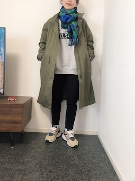 「GU（ジーユー）のアイテム（モッズコート）」を使った、massssさん（レディース・151cm）の冬コーディネート