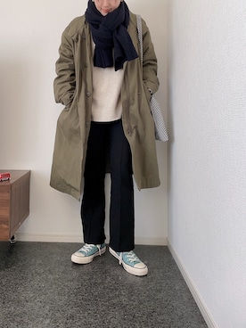 「GU（ジーユー）のアイテム（モッズコート）」を使った、massssさん（レディース・152cm）の冬コーディネート