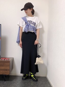 「JIL SANDER（ジルサンダー）のDRAWSTRING SM CROSSBODY（ショルダーバッグ）」を使った、massssさん（レディース・152cm）の春コーディネート