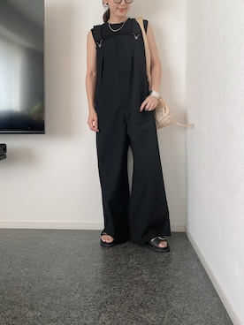 「アイテム（サロペット/オーバーオール、ブラック系）」を使った、massssさん（レディース・152cm）の夏コーディネート