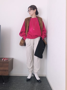 「スウエットパンツ」｜「アイテム（その他アウター）」を使った、massssさん（レディース・151cm）の冬コーディネート