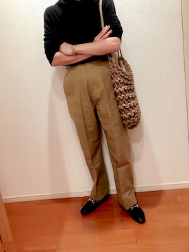 「プラスJ」｜「アイテム（チノパンツ）」を使った、massssさん（レディース・151cm）の秋コーディネート