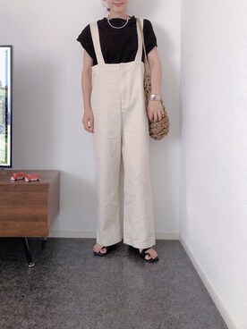 「スクエアトゥ」｜「アイテム（サロペット/オーバーオール）」を使った、massssさん（レディース・152cm）の夏コーディネート