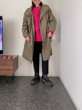 「GU（ジーユー）のアイテム（モッズコート）」を使った、massssさん（レディース・152cm）の冬コーディネート