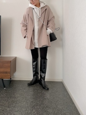 「パーカー」｜「アイテム（ノーカラーコート）」を使った、massssさん（レディース・152cm）の秋コーディネート