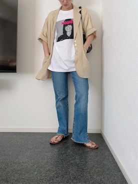 「アイテム（ジャケット/アウター、ベージュ系）」を使った、massssさん（レディース・152cm）の夏コーディネート