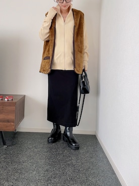 「アイテム（その他アウター、ブラウン系）」を使った、massssさん（レディース・152cm）の秋コーディネート