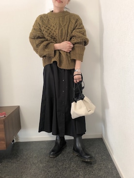 「ケーブルニット」｜「アイテム（シャツワンピース）」を使った、massssさん（レディース・151cm）の秋コーディネート