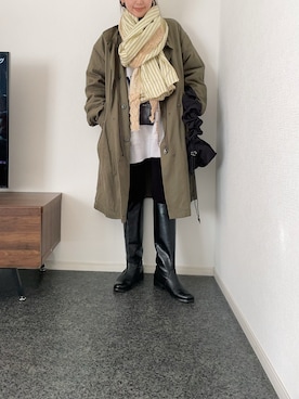 「GU（ジーユー）のアイテム（モッズコート）」を使った、massssさん（レディース・152cm）の冬コーディネート