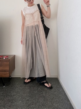「みんなの白Tフェス」｜「アイテム（タンクトップ）」を使った、massssさん（レディース・152cm）の夏コーディネート