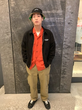 「AVIREX（アヴィレックス）のアイテム（オールインワン・サロペット）」を使った、Shomaさん（メンズ・178cm）の春コーディネート