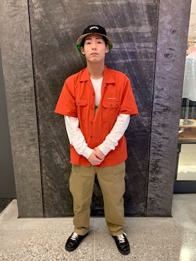 「AVIREX（アヴィレックス）のアイテム（オールインワン・サロペット）」を使った、Shomaさん（メンズ・178cm）の春コーディネート