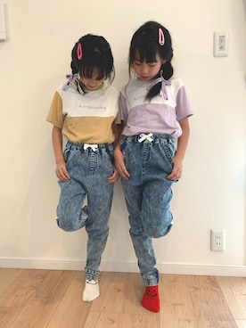 「3can4on（サンカンシオン）のアイテム」を使った、＊そるみるtwins＊さん（キッズ・125cm）の夏コーディネート