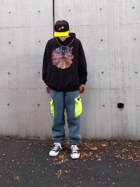 「RIPNDIP（リップンディップ）のアイテム」を使った、kawatukipotatoさん（メンズ・169cm）の冬コーディネート
