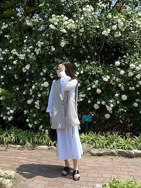 「SENSE OF PLACE by URBAN RESEARCH（センスオブプレイスバイアーバンリサーチ）のアイテム（シャツワンピース）」を使った、𝑚𝑜𝑒さん（レディース・157cm）の夏コーディネート