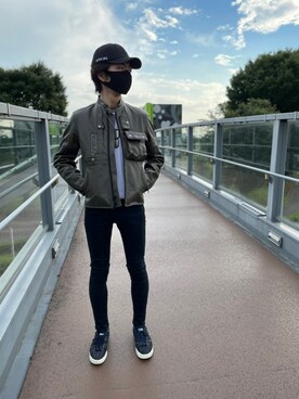 「ライタースジャケット」｜「アイテム（ジャケット/アウター）」を使った、SHINさん（メンズ・176cm）の夏コーディネート