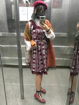 「axes femme（アクシーズファム）のアイテム（ジャンパースカート）」を使った、彌渦怨yakaon/瑠娜Runaさん（レディース・158cm）の秋コーディネート