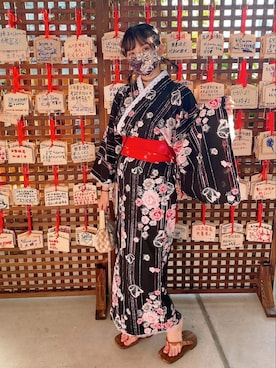 「着物」｜「アイテム（トートバッグ）」を使った、彌渦怨yakaon/瑠娜Runaさん（レディース・158cm）の夏コーディネート