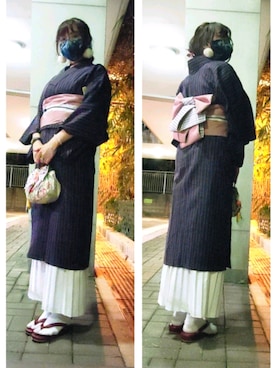 「着物」｜「アイテム（その他シューズ）」を使った、彌渦怨yakaon/瑠娜Runaさん（レディース・158cm）の秋コーディネート