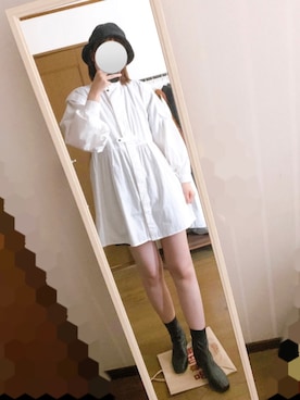 「ブーツスタイル」｜「アイテム（シャツワンピース）」を使った、my0008さん（レディース・166cm）の秋コーディネート