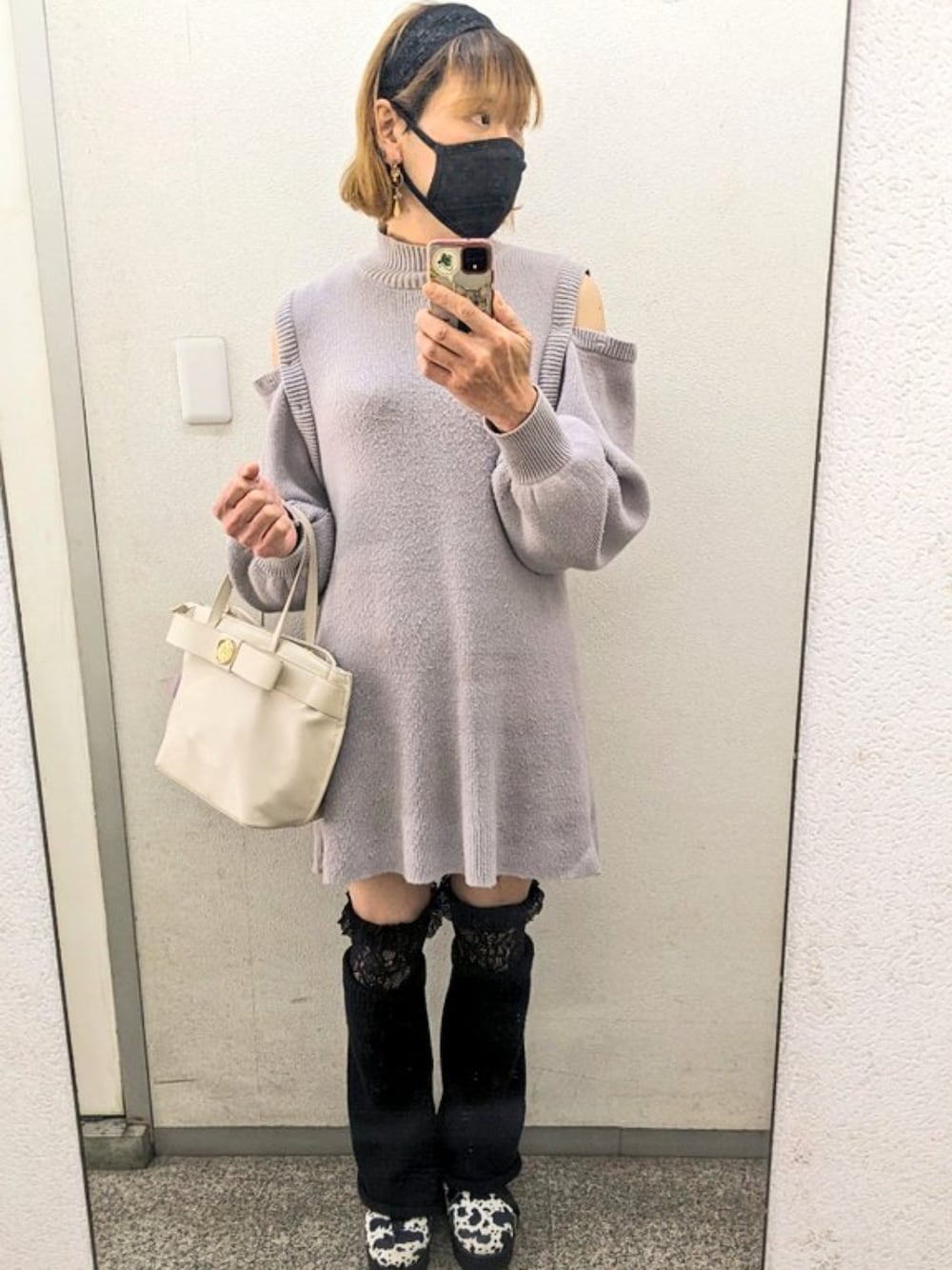 「今日のコーデ、春コーデ、大人カジュアル、オトナカワイイ、MTF、LGBT」｜「NICE CLAUPのアイテム（ワンピース、グレー系）」を使った、ななお(七緒)さん（レディース・169cm）の春コーディネートの1枚目の写真