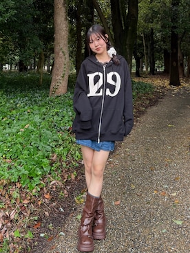 「アイテム（ブーツ）」を使った、ながいゆなさん（レディース・160cm）の秋コーディネート
