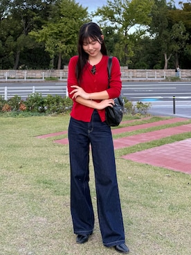 「アイテム（ブーツ）」を使った、ながいゆなさん（レディース・160cm）の秋コーディネート
