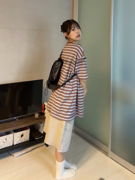 「アイテム（バックパック/リュック）」を使った、ながいゆなさん（レディース・160cm）の夏コーディネート