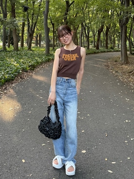 「Sibra（シブラ）のトップス（ベスト）」を使った、ながいゆなさん（レディース・160cm）の夏コーディネート