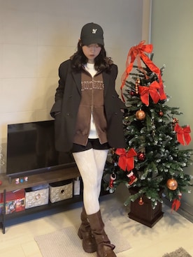 「アイテム（テーラードジャケット）」を使った、ながいゆなさん（レディース・160cm）の冬コーディネート