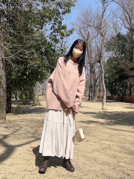 「春服デビュー宣言」｜「アイテム（スカート）」を使った、ながいゆなさん（レディース・158cm）の春コーディネート