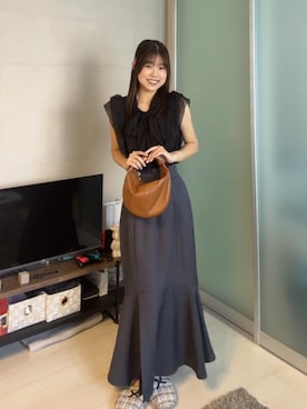 「アイテム（バッグ）」を使った、ながいゆなさん（レディース・160cm）の夏コーディネート