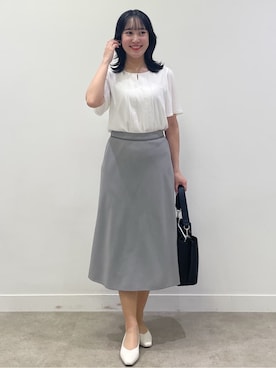「Reflect（リフレクト）の【至福の履き心地】’26春夏やみつきパンプス（パンプス、ホワイト系）」を使った、yukariさん（レディース・157cm）の春コーディネート